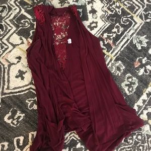 Burgundy tank style cardigan